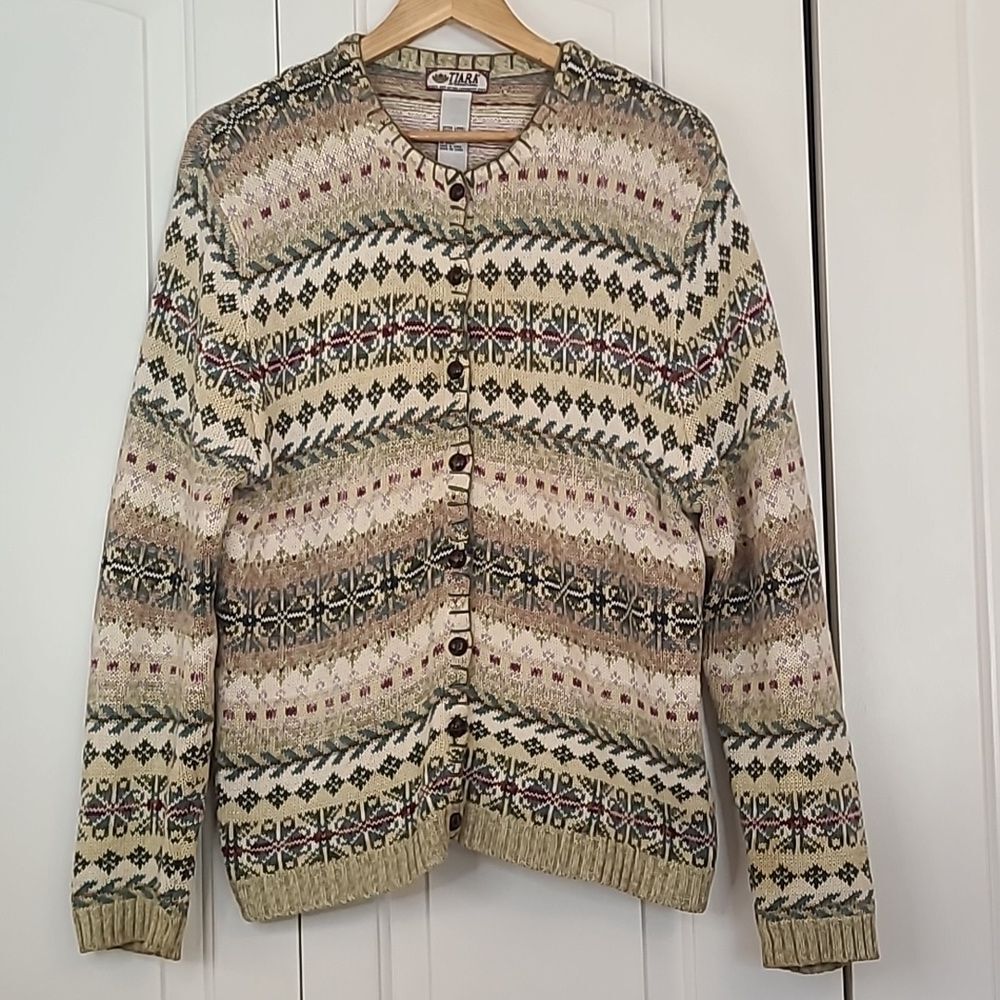 Tiara International Women's Multi Colored Cardigan Size XL